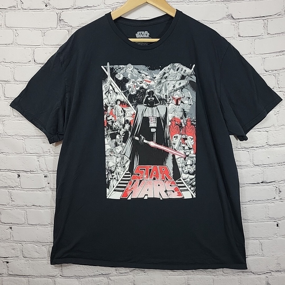 Star Wars Fifth Sun T-Shirt Mens 2XL Black Retro Graphic Darth Vader Cotton Crew